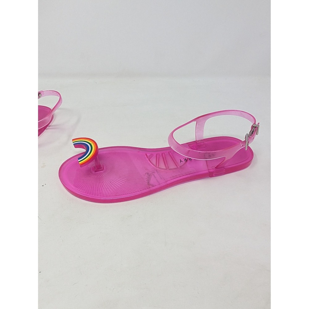 Katy Perry Geli Pink Rainbow Jelly Sandals Womens Size 9 Flat T-Strap Buckle - Picture 2 of 10
